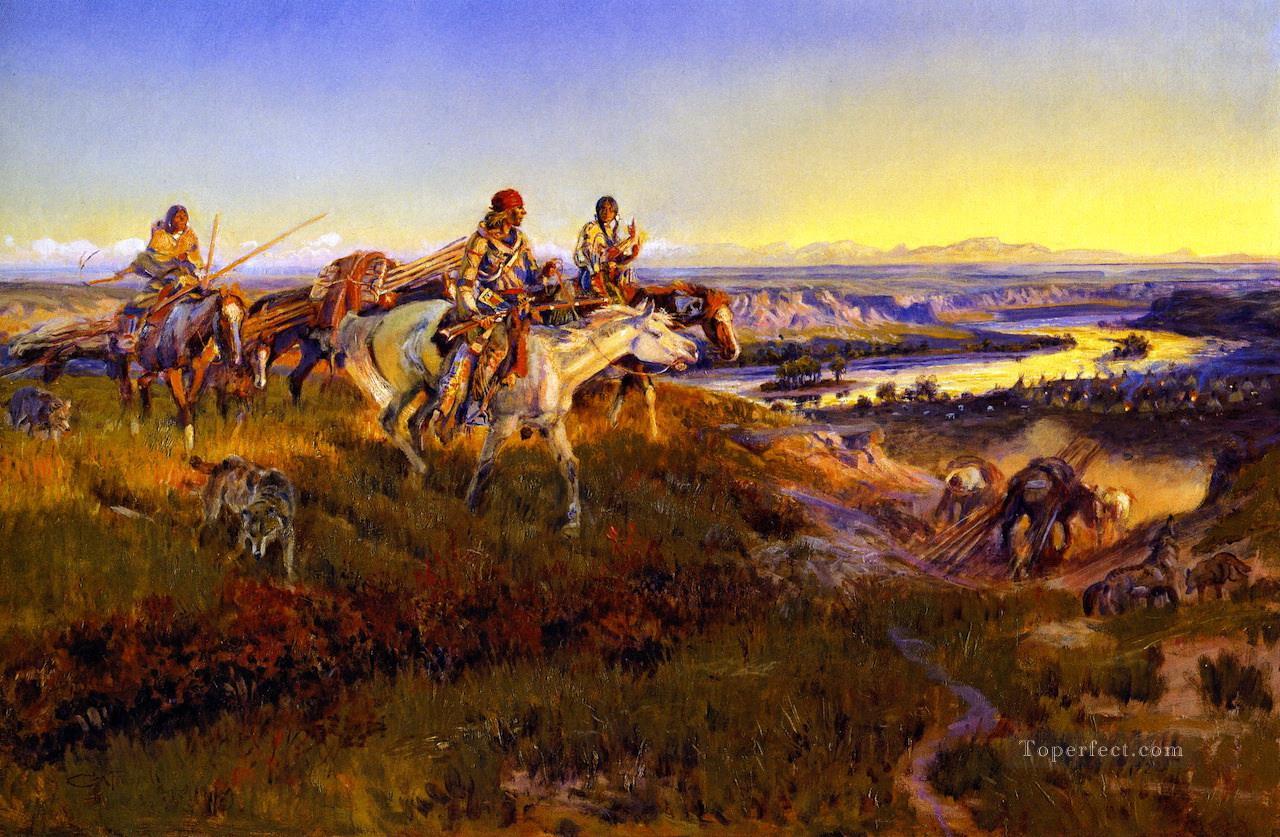 白人が赤くなるとき 1922年 チャールズ・マリオン・ラッセル アメリカ・インディアン油絵